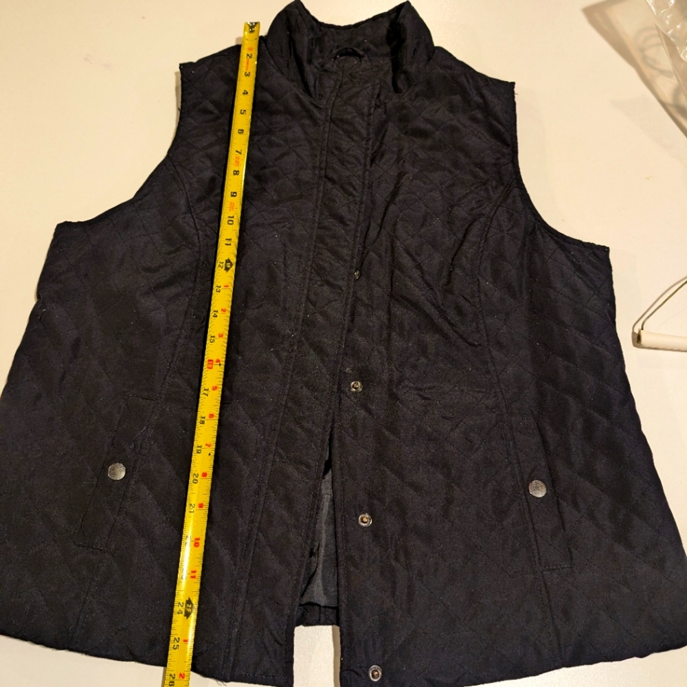 Casual Quilted Black Vest with hidden snap closure